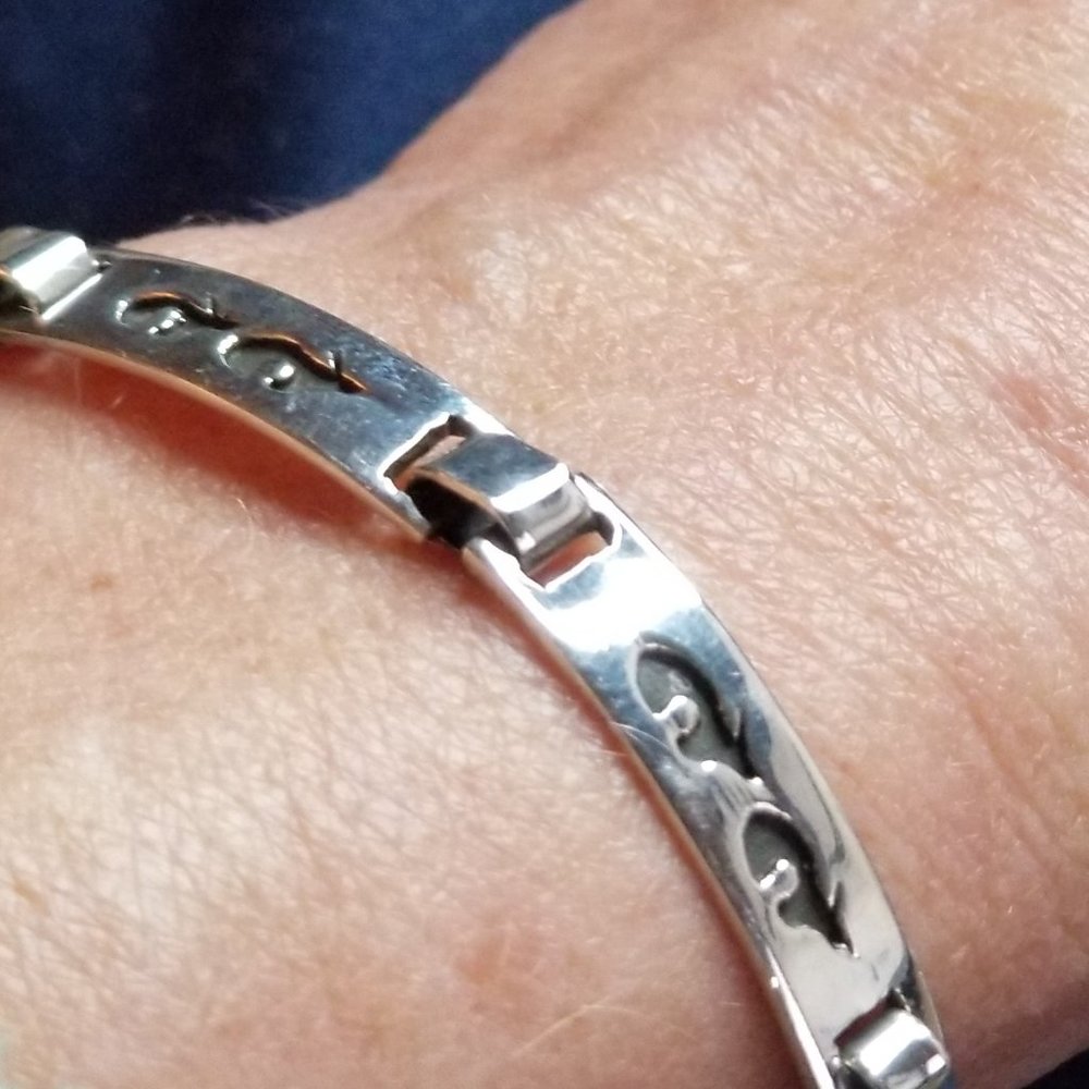 Navajo Sterling Link Bracelet- signed P Skeets